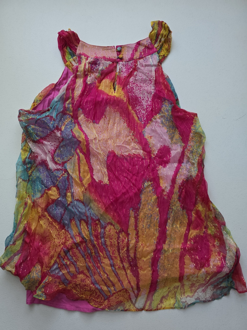 Cache Pink Multicolor Sleeveless Top with Gold Accent - Picture 3 of 5
